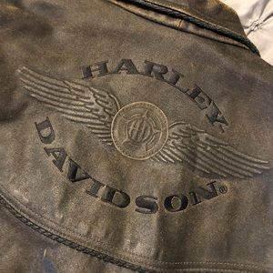 Vintage Harley Davidson brown leather jacket Lg